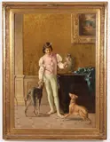 Narciso Malatesta, Young Boy Holding a Bird with Dogs (Portrait of a Page), Oil on canvas