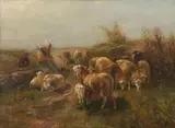 W. de Roeper, Sheep Grazing in Gelderland, Oil on canvas