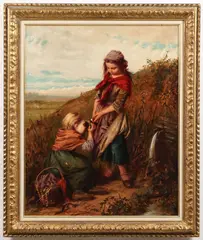 Two Girls at the Well by Henry Campotosto, Oil on panel, sold Aug 2026