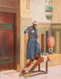 Ludwig Deustsch, The Lamp Lighter, Oil on board