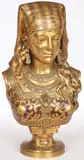 Zacharie Rimbez, Bust of a North African Beauty-Saida, Gilt and patinated bronze on integral socle base