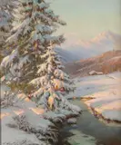 Constantin Westchiloff, Alpine Winter Landscape at First Light