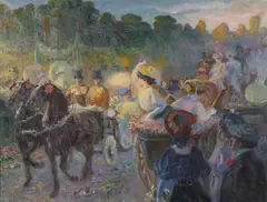 French School, A Horsedrawn Procession, Oil on canvas