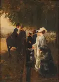 Giuseppe De Nittis, Elegant Women in Hyde Park, London, Oil on wood panel