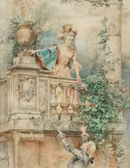 Cesare Auguste Detti, Romeo and Juliet, Watercolor on paper