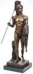 Bertel Thorvaldsen, Jason Holding the Golden Fleece, Bronze with brown patina on marble base