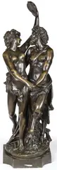 Michel Clodion, Nymph and Satyr, Bronze with dark brown patina