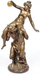 Nymph and Satyr by Michel Clodion, Bronze with gilt and brown patina, sold Aug 2026