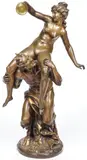 Michel Clodion, Nymph and Satyr, Bronze with gilt and brown patina