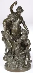 Michel Clodion, The Education of Bacchus, Bronze with dark brown patina
