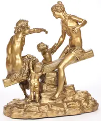 Michel Clodion, A Satyr and a Nymph with Babies, Bronze