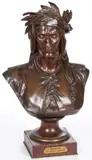 Albert Carrier-Belleuse, Dante, Bronze with rich brown patina on marble base
