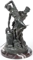 Michel Clodion, The Abduction of Persephone, Bronze with dark brown and verdigris patina on marble base