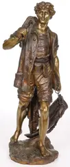 Fisherman with a Days Catch by Eugène Laurent, Parcel gilt bronze with light brown patina, sold Aug 2026