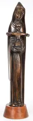 Jean Lambert-Rucki, Madonna and Child, Bronze with brown and gilt patina on original wood base