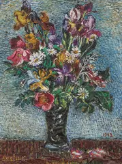 Floral Still Life with Irises by David Burliuk, Oil on canvas, sold Aug 2026
