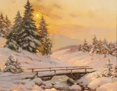 Constantin Westchiloff, Alpine Sunset, Oil on canvas