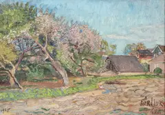 Hampton Bays Long Island New York by David Burliuk, Oil on canvas, sold Aug 2026