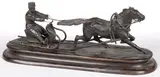 Vasily Yakovlevich Grachev, A Single Horse Sleigh and Driver, A crisp bronze lifetime casting with dark brown patina