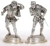 Emile Guillemin, Cavaliers Preparing for a Duel, Bronze with silver plating