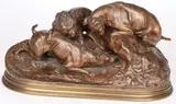 Pierre-Jules Mêne, Chasse Au Lapin, Bronze with dark brown patina