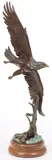 Eugene Morelli, Eagle in Flight, Bronze with polychrome patina on walnut base
