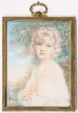 Rosa Hooper, Portrait of a Beautiful Young Woman with Pearl Necklace and Shear Dress, Watercolor
