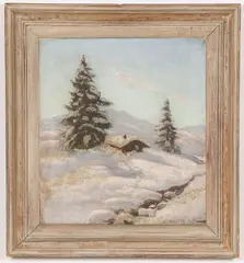Constantin Westchiloff, Alpine Cabin, Oil on canvas