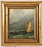 Ivan Konstantinovich Aivazovsky, Ships in Harbor, Oil on canvas laid down
