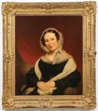British School, Portrait of a Woman in a Lace Bonnet, Oil on canvas