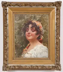 A Neapolitan Lassie by Giuseppe Gelanzè, Oil on canvas, sold Aug 2026