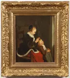 Gerard ter Borch, Mother Combing a Childs Hair, Oil on chamfered oak wood panel
