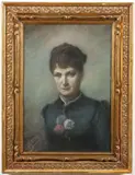 French School, Young Beauty with Carnation Corsage, Pastel on paper