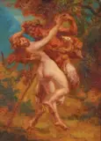 Continental School, Satyr and a Nymph, Oil on board