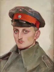 German School, Finely painted Portrait of a German Soldier, Oil on board