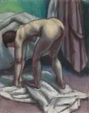 French School, Nude Drying Off After Bath, Pastel on paper