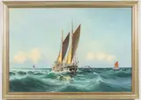 Theodor Skovgaard, Sailing Ships, Oil on canvas