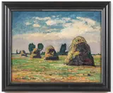 Fritz Köhler, Haystacks, Oil on board