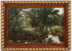Frans Simons, Summer Wooded Landscape with Stream, Oil on canvas