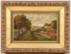 Henry Hulsmann, Bucolic Summer Landscape with Farmstead, Oil on canvas
