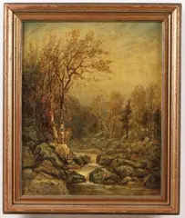 Roobach, Autumn Landscape with Stream, Oil on canvas
