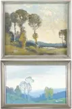 William C. Emerson, Expansive Summer Landscape, and Summer Landscape with Clouds and Pond at Dusk, Each oil on board
