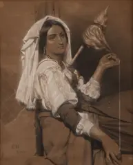 Making Yarn by European School, Pastel on paper, sold Aug 2026