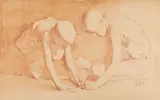 Conger Metcalf, Playing, Sanguine crayon on paper