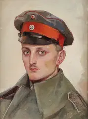 German School, Finely painted Portrait of a German Soldier, Oil on board