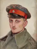 German School, Finely painted Portrait of a German Soldier, Oil on board