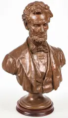 George Edwin Bissell, Bust of Abraham Lincoln on integral socle base, Bronze with reddish patina
