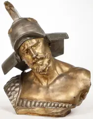 Richard Aurili, Bust of a Gladiator, Bronze with silver and gold patina