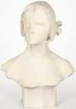 Emilio P. Fiaschi, A Young Maiden with Bonnet, Carved marble