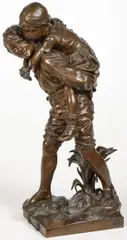 Paul Eugène Mengin, Passage Du Ruisseau, Bronze with dark brown patina